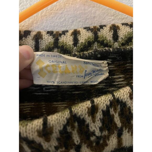 Vtg Iceland Jersey Modeller Sweden Sweater Hans Heitsch Lambs Wool Size 16 - Picture 2 of 7